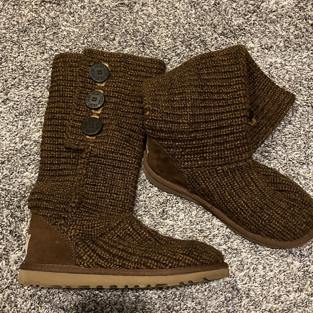 Brown UGG Sweater Button Boots